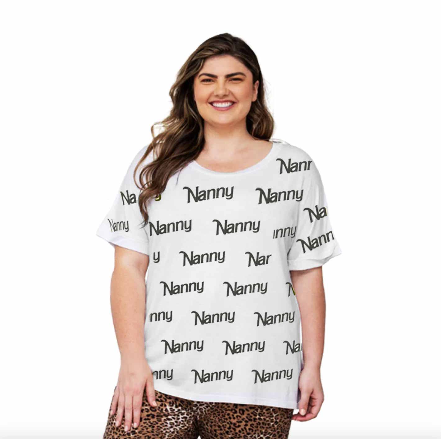 Nanny - Women's Cut & Sew Tee (AOP) - Black