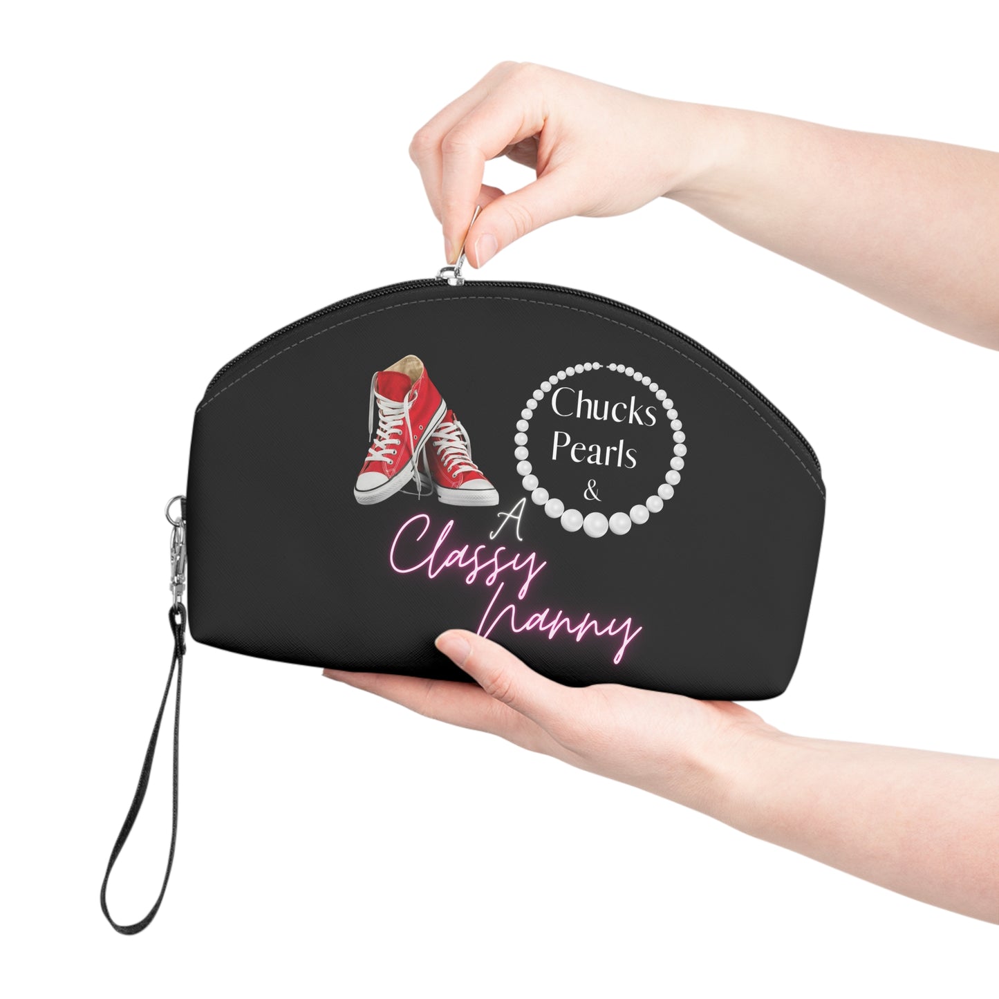 "Chucks, Pearls, and a Classy Nanny" Makeup Bag