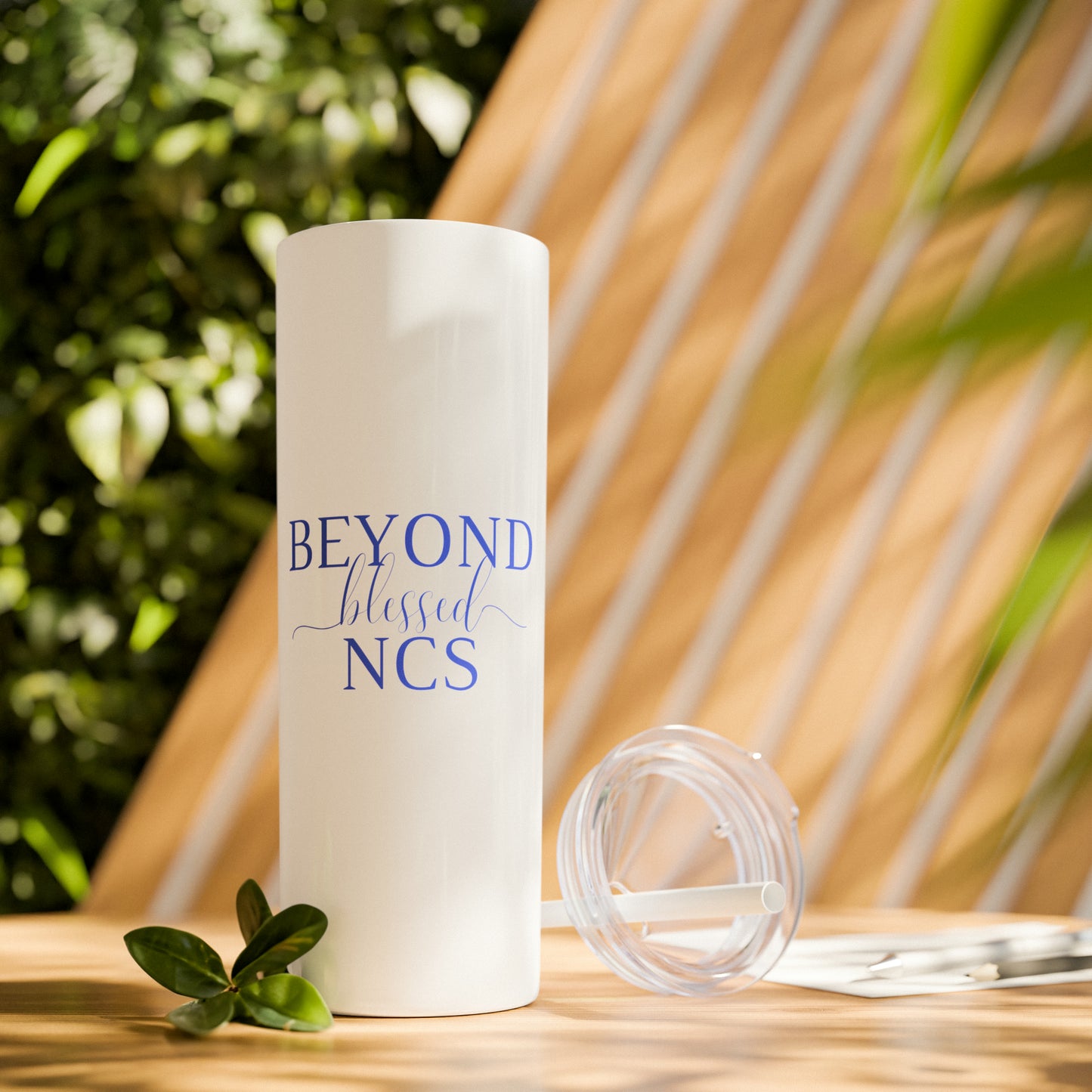 Beyond Blessed NCS - Plain Skinny Tumbler with Straw, 20oz