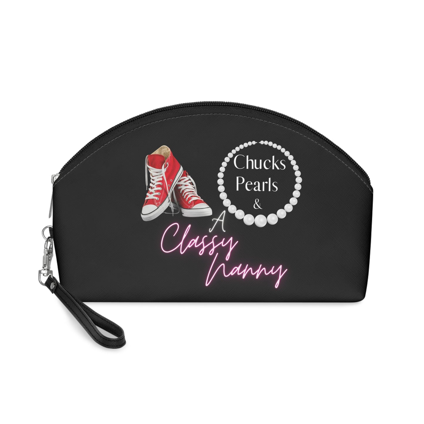 "Chucks, Pearls, and a Classy Nanny" Makeup Bag