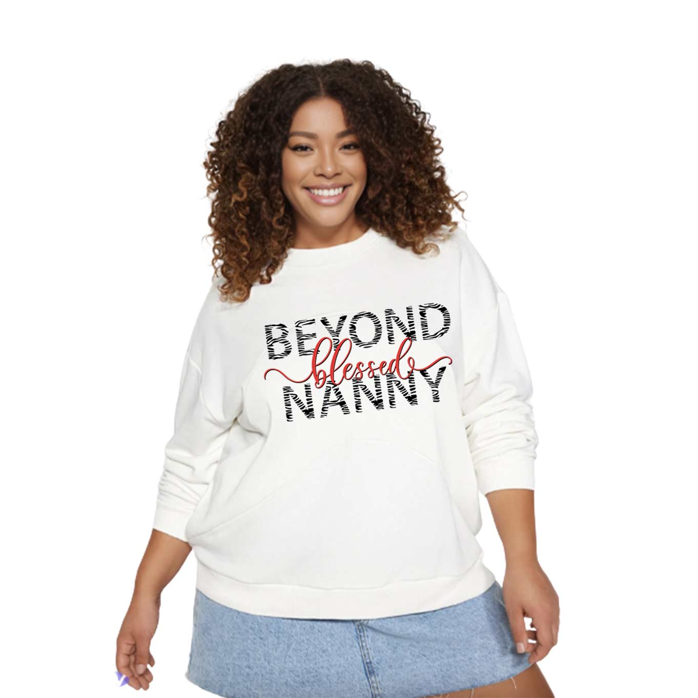 Beyond Blessed Nanny - Zebra Print - Crewneck Sweatshirt